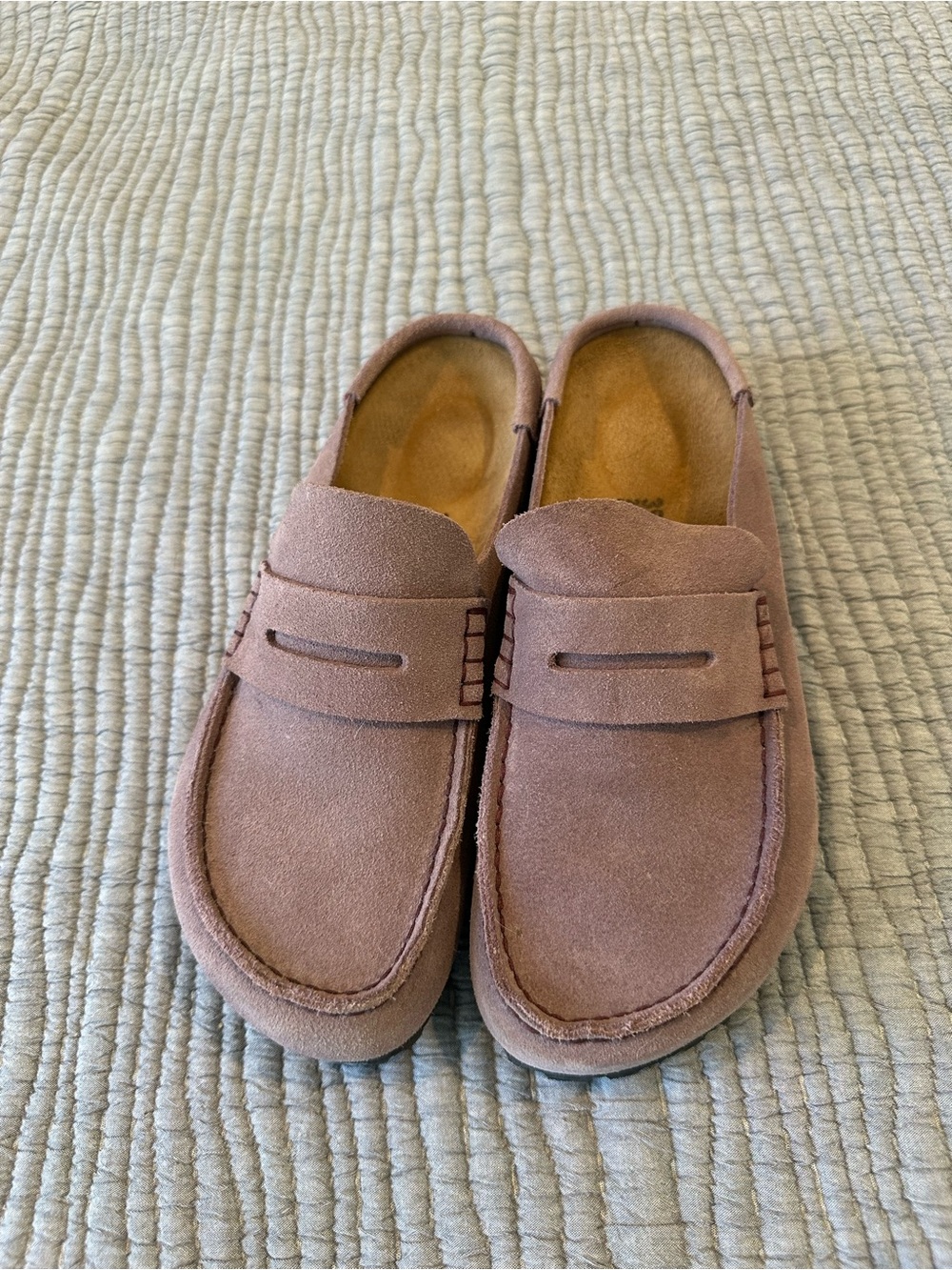 Birkenstock Women's Suede Penny Loafer Mules in Dusty Rose size 39